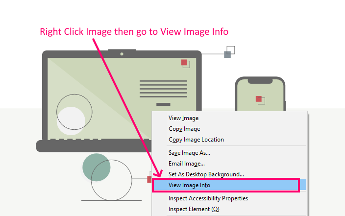 On Firefox, right-click the image, then click View Image info